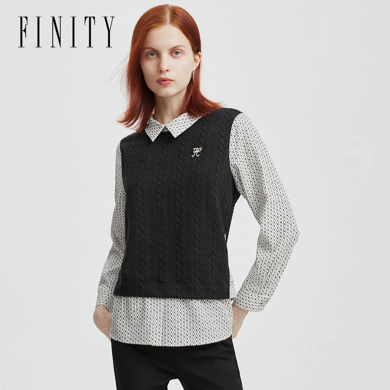 【籽言甄选】FINITY 新款套头衫针织假两件通勤时尚内搭 F21WCC02T5