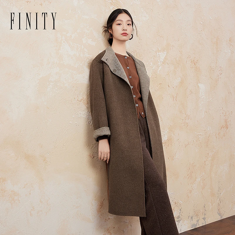 【籽言专属】FINITY 新品外套气质时尚毛呢中长款双面呢 F21X9D30D4
