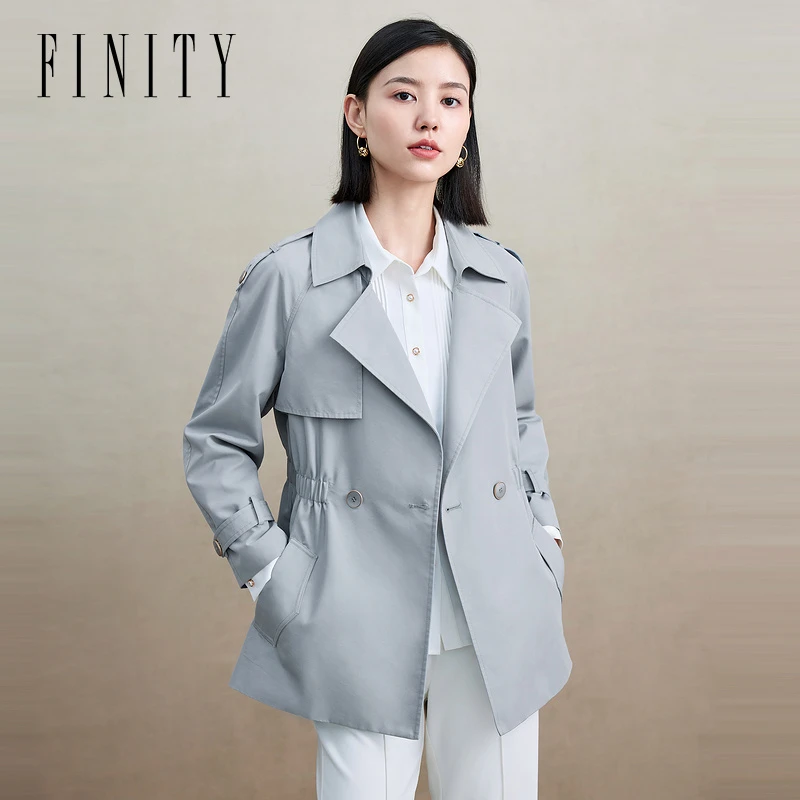 FINITY新品菲风衣外套春秋气质时尚休闲百搭显瘦长袖直筒女士收腰