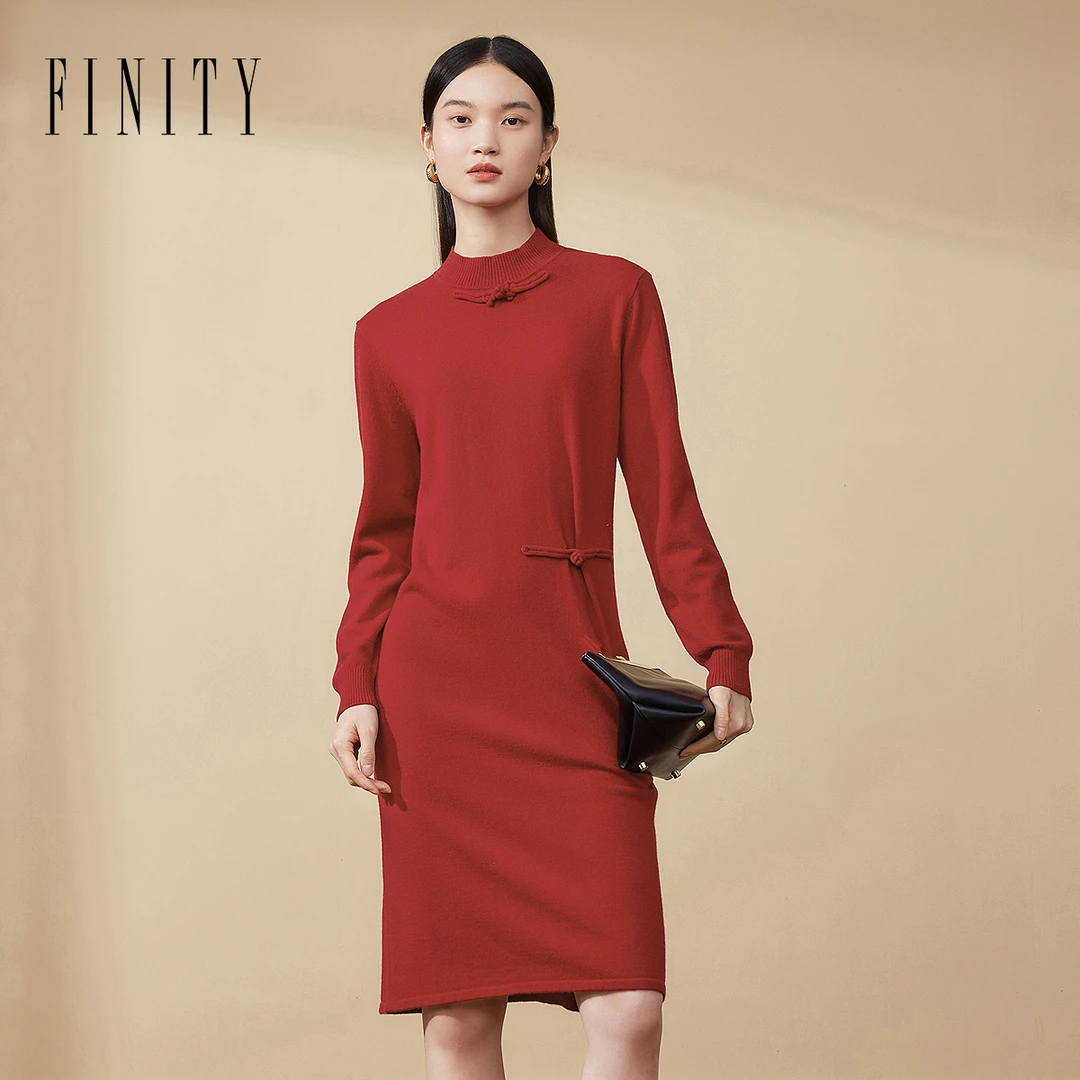 【籽言专属】FINITY 连衣裙新品100%绵羊毛针织裙子 F21X9A48N5