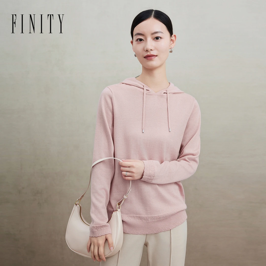 FINITY2022年秋季新款休闲衬衫带帽针织衫长袖运动时尚百搭纯色女
