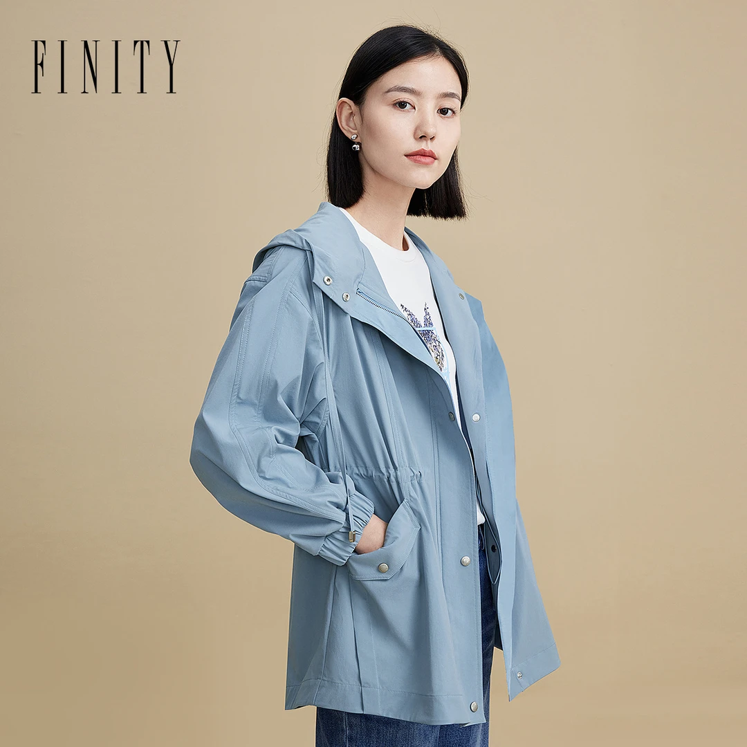 【风感波粒】FINITY防晒新款风衣女春秋时尚休闲连帽宽松长袖运动百
