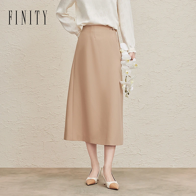 【老徐推荐】FINITY 新款半身裙时尚简约中长款休闲气质 F21X7A13Q2