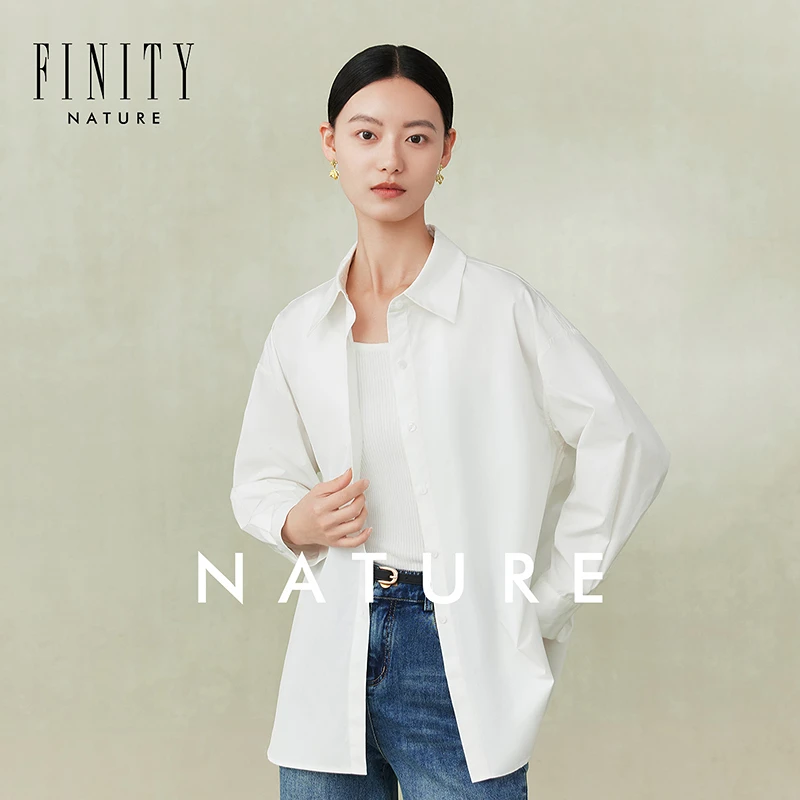 【小水专属】FINITY 简约名媛气质白色百搭时尚长袖衬衫 F21X1D32C5