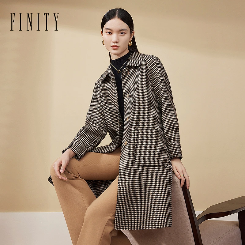 【小晴专属】FINITY 新款毛呢大衣气质时尚双面呢宽松 F21X9D14D3