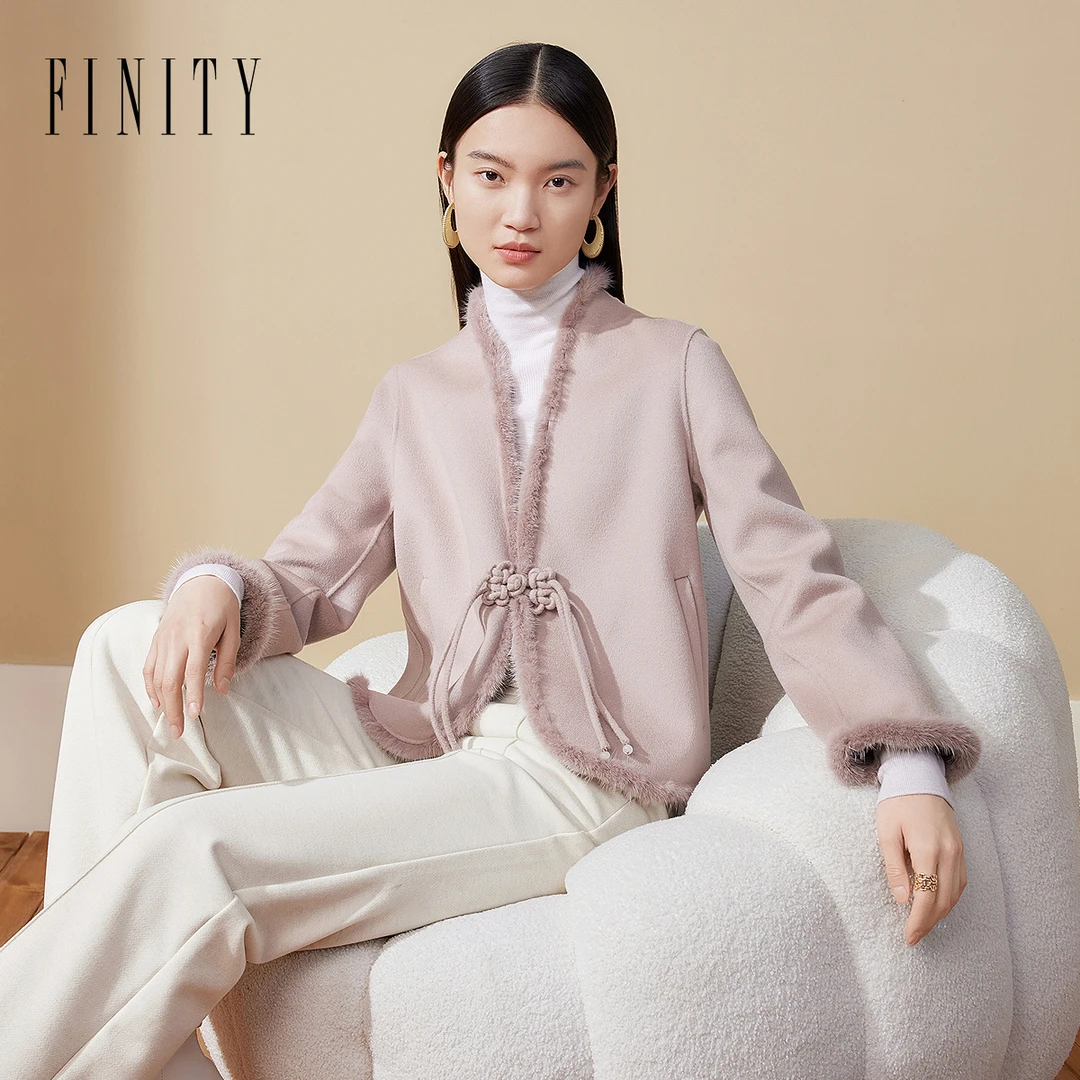 FINITY 新款毛呢外套时尚复古中式中国风保暖 F21X8C06D1