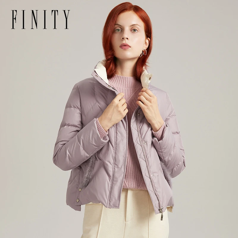 FINITY冬季新款羽绒服保暖女士时尚休闲立领外套百搭连帽防风秋冬