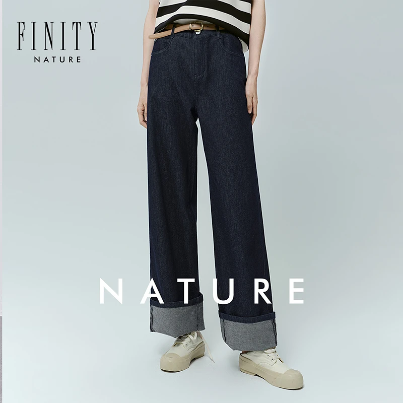 【小水专属】FINITY 新品休闲裤高腰时尚百搭宽松拼接 F21X4E63R5
