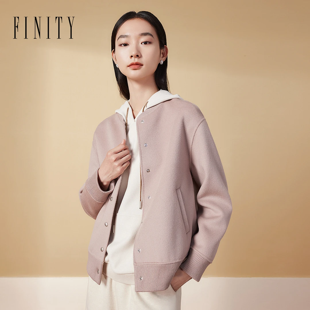 【羊绒】FINITY菲妮迪新款毛呢外套女运动休闲百搭简约时尚显瘦