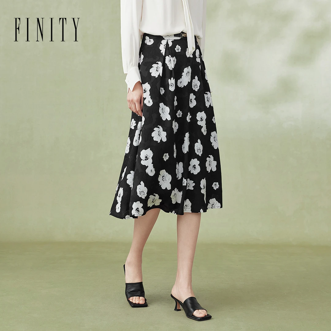 【力力淘专属】FINITY 新款纯简约气质中长款波点裙子 F21X2A16Q2