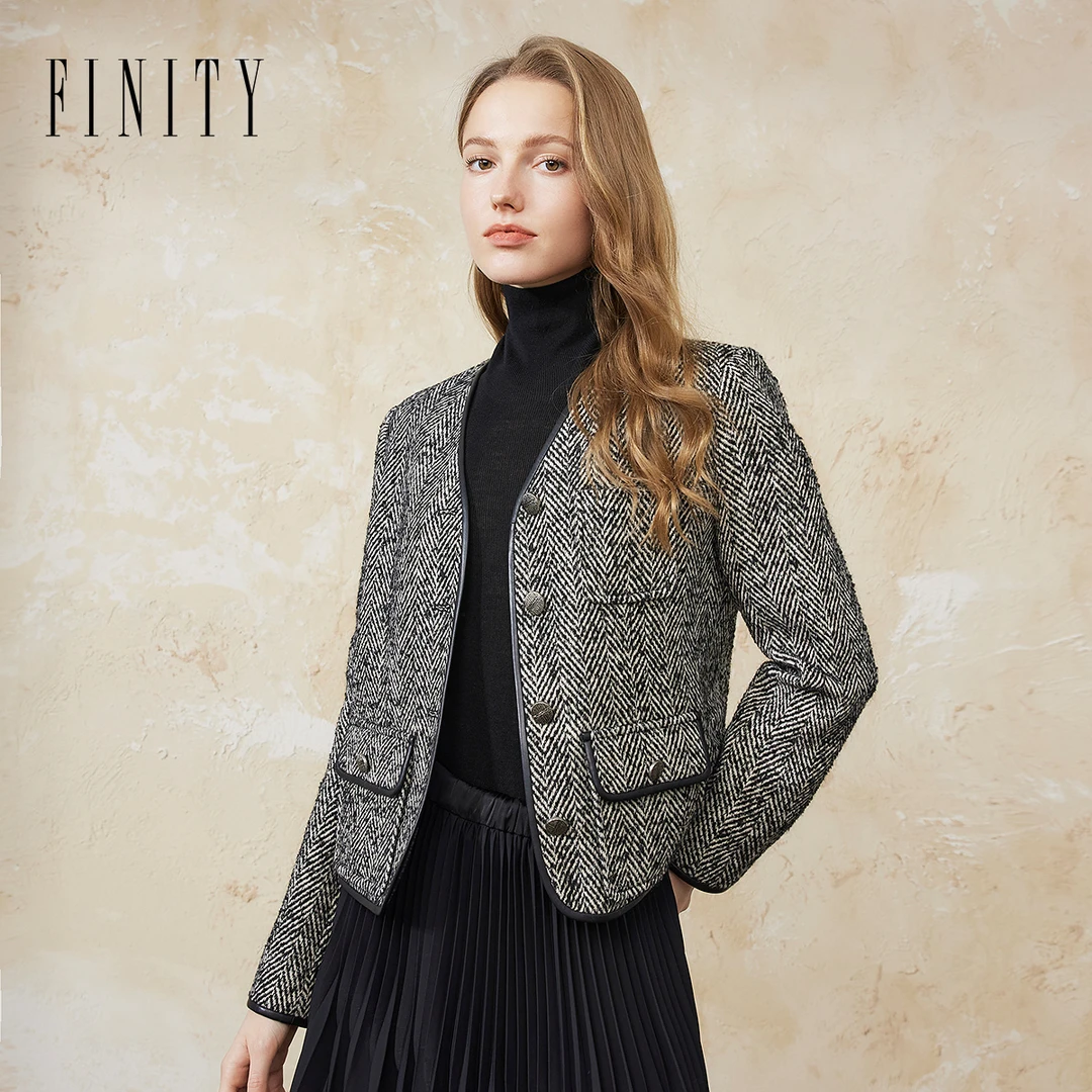 【辛小北专属】FINITY 新款短外套时尚宽松减龄气质毛呢 F21X8C05W4