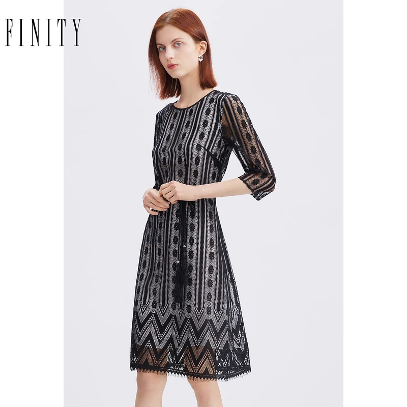 【小费班长】FINITY 蕾丝名媛气质显瘦网纱裙 F20TC5171L