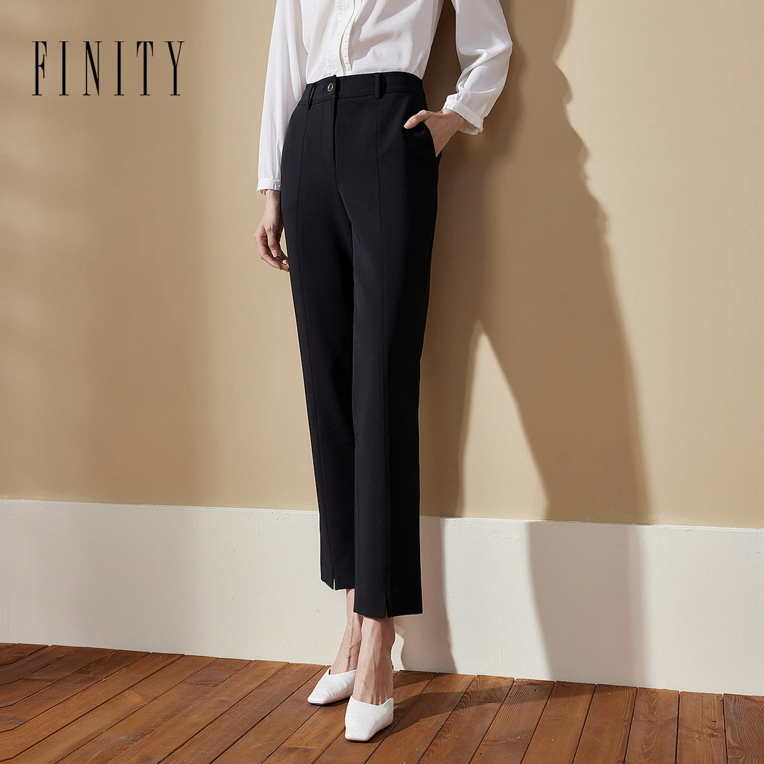 FINITY 新款休闲裤气质直筒时尚高腰商务通勤 F20VD4151K
