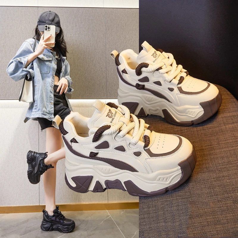8厘米厚底增高网红老爹鞋2025新款百搭休闲鞋女鞋子冬季厚底舒服