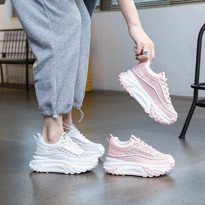 谁穿谁好看夏季厚底增高透气网鞋女韩版老爹鞋百搭休闲鞋子舒适