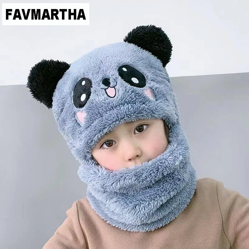 FAVMARTHA儿童帽子女童男童秋冬季围脖一体可爱超萌加厚保暖毛绒