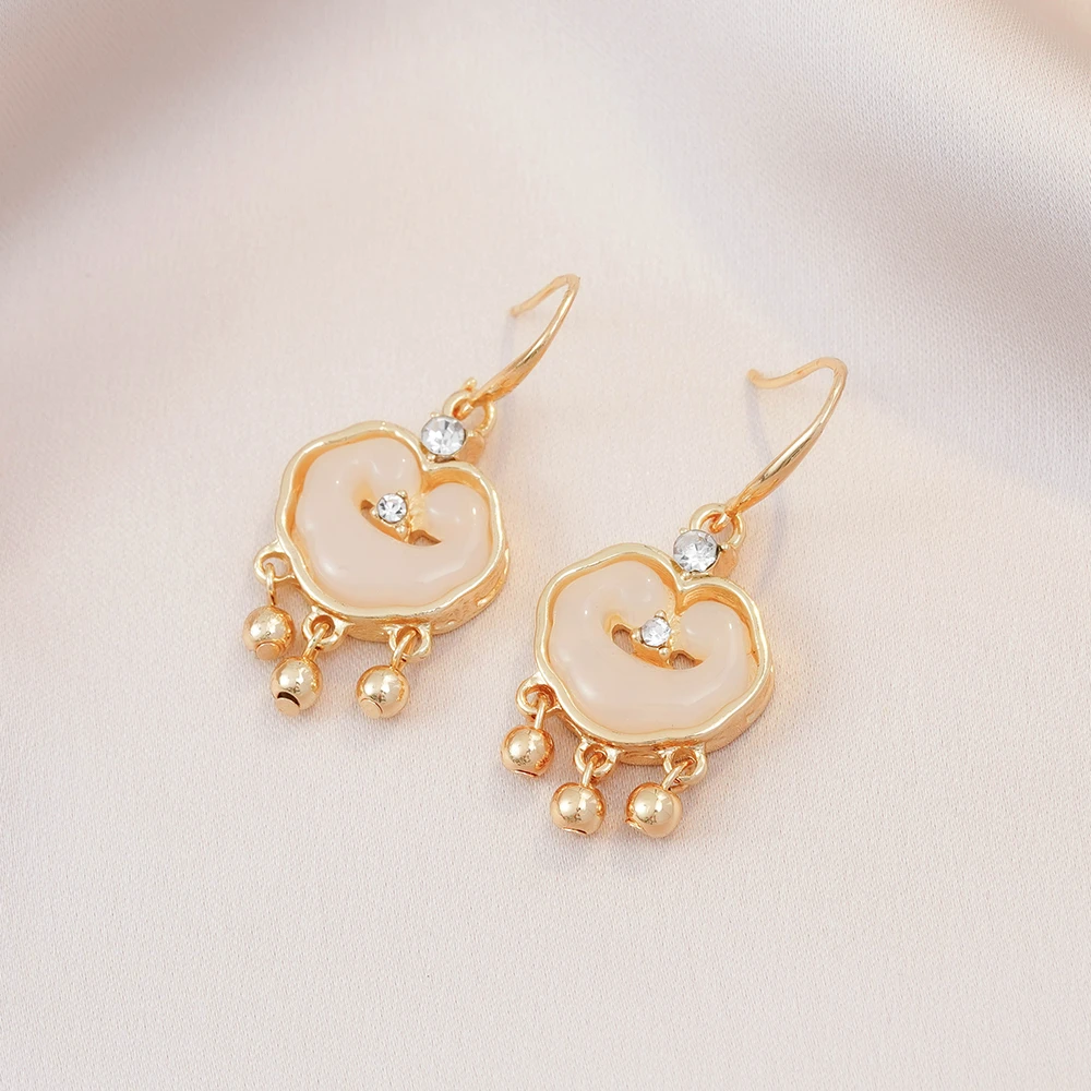 铜合金耳饰 气质新款轻奢时尚百搭复古古风平安锁耳环耳饰N1988