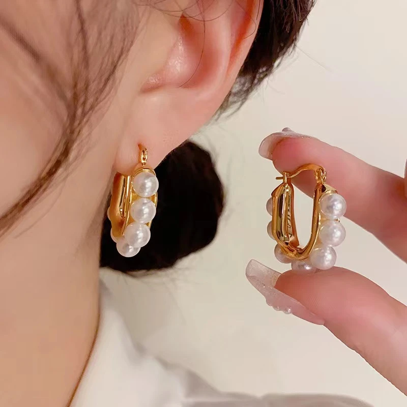 铜合金耳饰 韩式简约气质金属圆环耳扣高级时尚独特复古耳环N1850