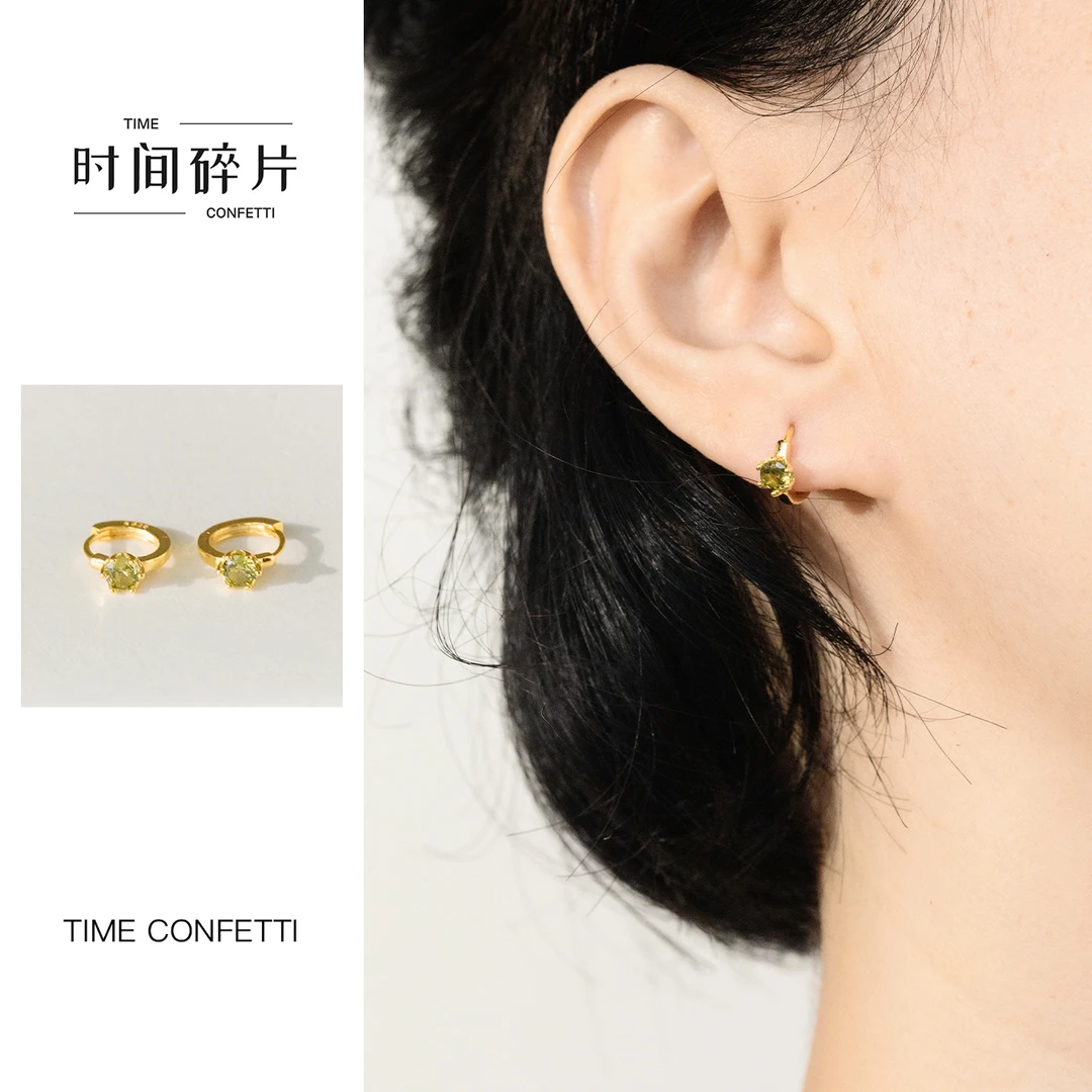 925银耳饰 【孙二娘】清新气质百搭经典款橄榄绿耳环TC 8668