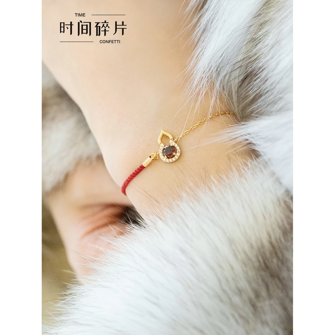 925银手链 【孙二娘】Time-法式气质百搭红绳金色葫芦手链TC 9545