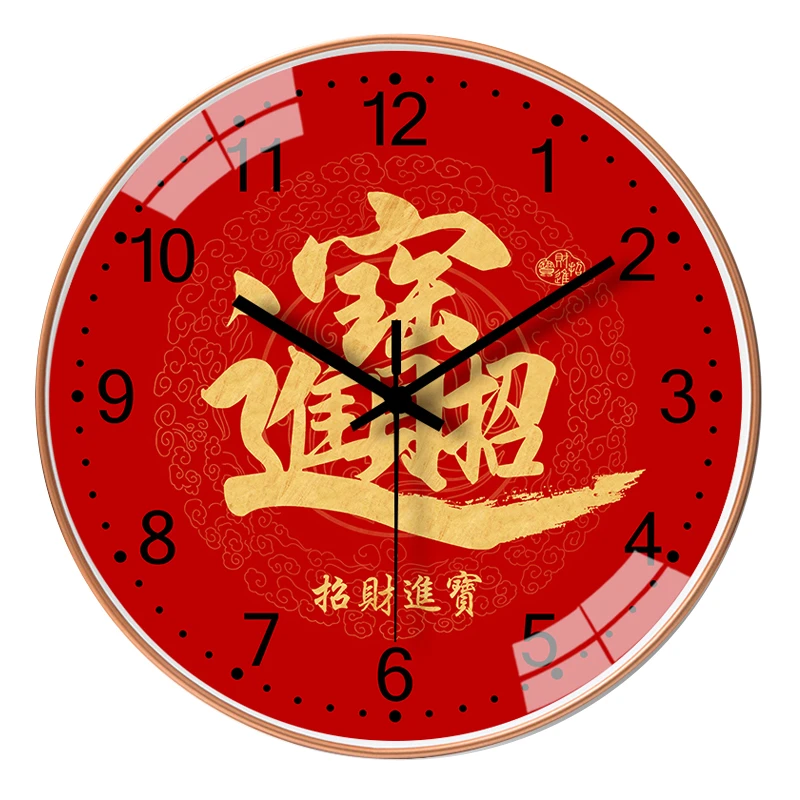 中国风挂钟家用招 财进宝中式客厅餐厅时钟简约吉祥挂墙钟表装饰