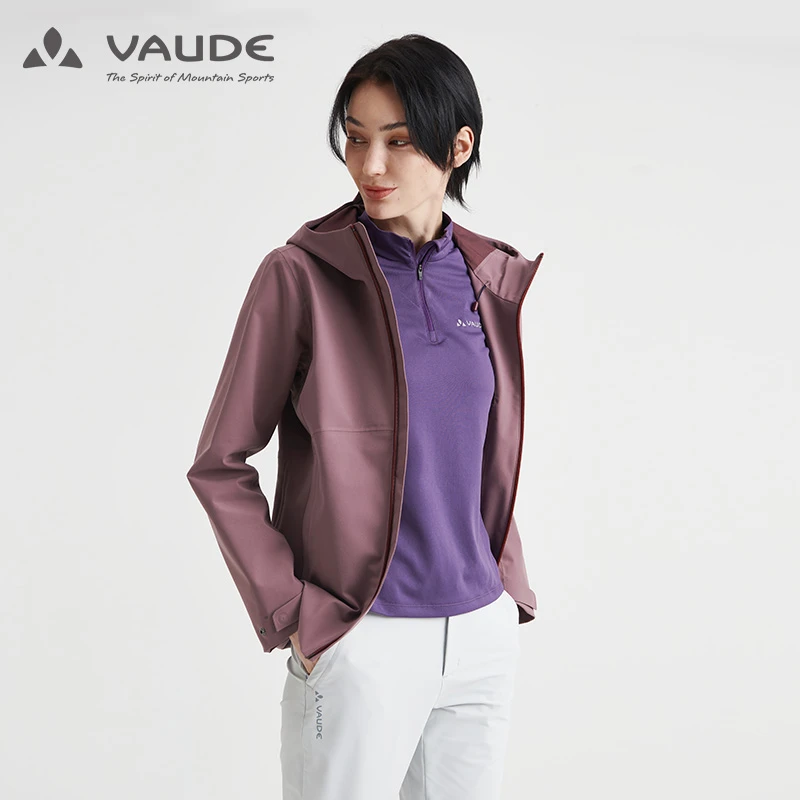VAUDE巍德防水徒步软壳冲锋衣女户外登山连帽休闲外套女VG2211603