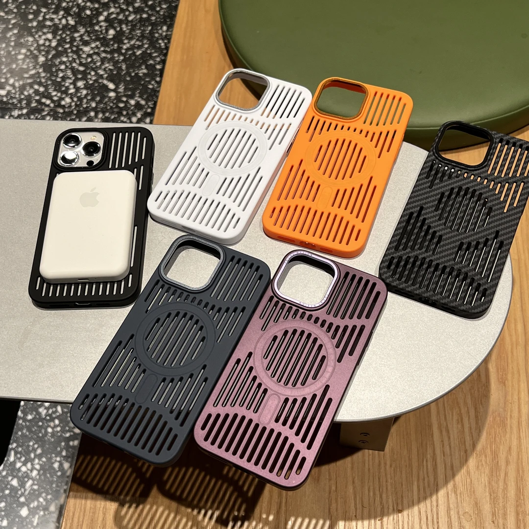 夏日爆款碳钎维散热磁吸壳适用iphone15promax手机壳苹果14/13/12