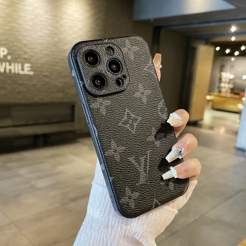 老花皮质iPhone15pro手机壳苹果14promax欧美13大牌12高级11男女