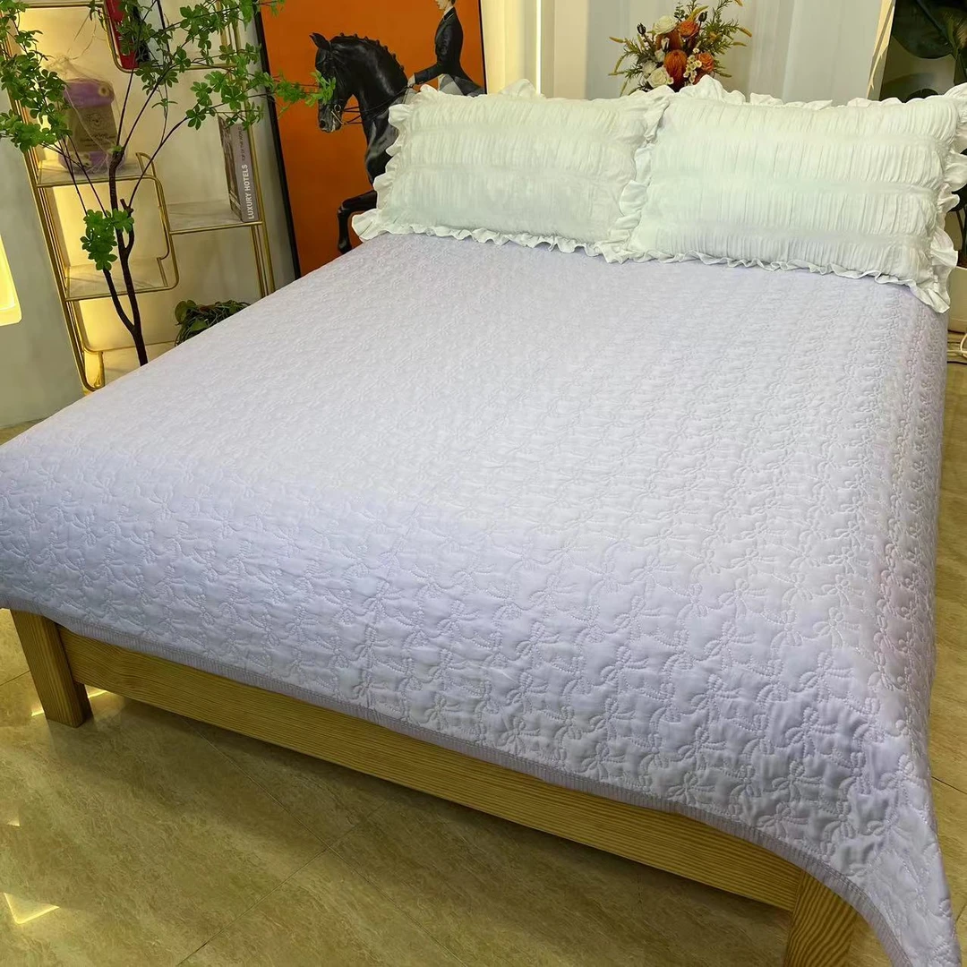 ◇水洗双层纱【丁香紫】柔软亲肤舒适可机洗直角边床盖床品S