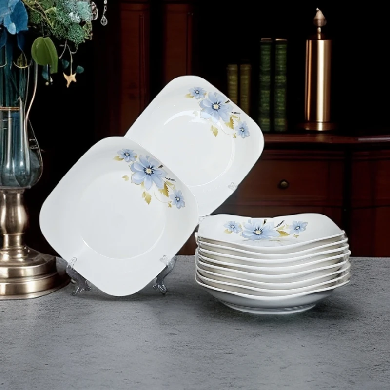 8.5英寸如意方盘欧式简约彩绘陶瓷菜盘菜盘子盘碟创意家用正方形