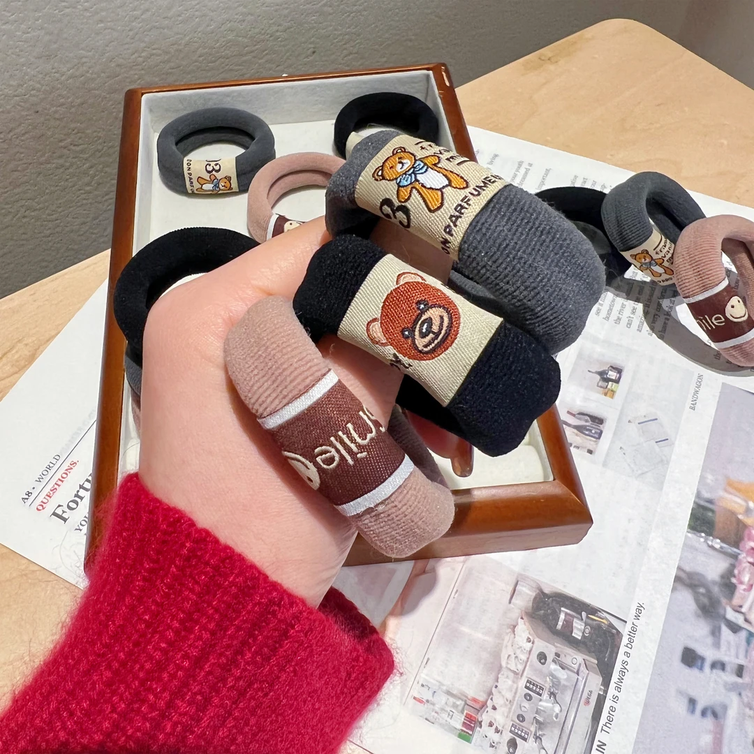 加厚加宽卡通标发绳发圈扎高马尾无接缝耐用头绳皮筋扎头发发圈