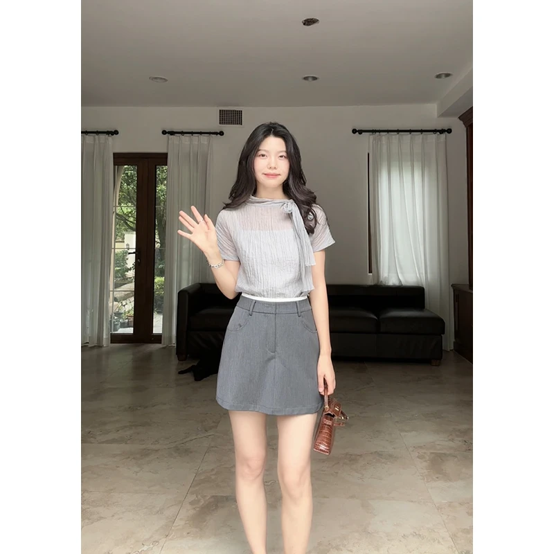 【断码特价 现货不补】天丝千金薄透肌理感上衣西装裙裤 G924A07826