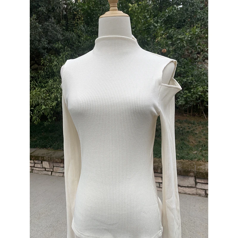 【断码特价 现货不补】半高领针织露肩长袖打底衫内搭 G923Z05673