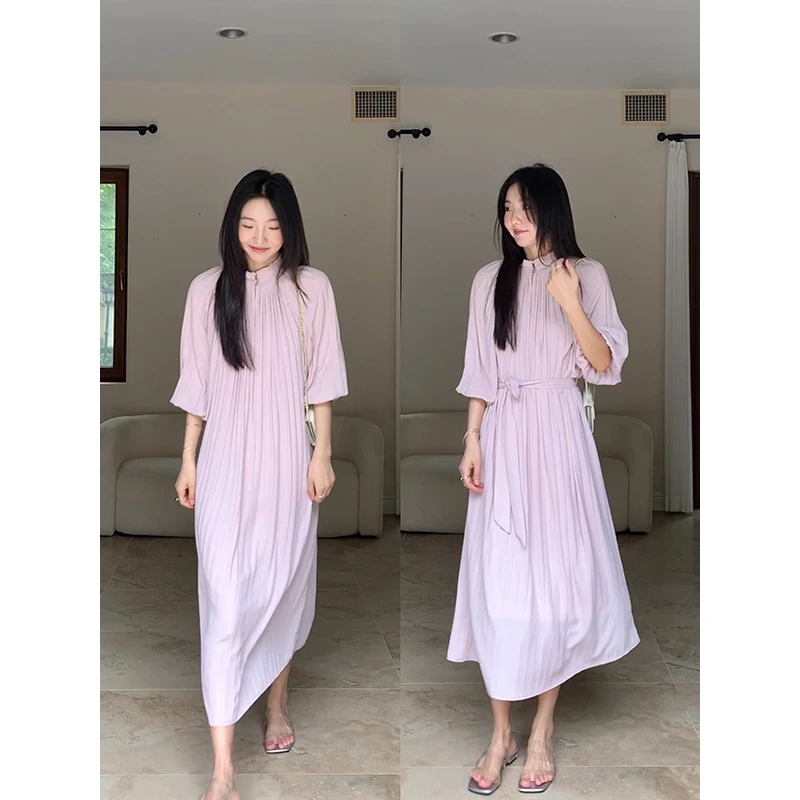 【年终清清 售完不补】百褶泡泡袖系带连衣裙吊带G9A350579