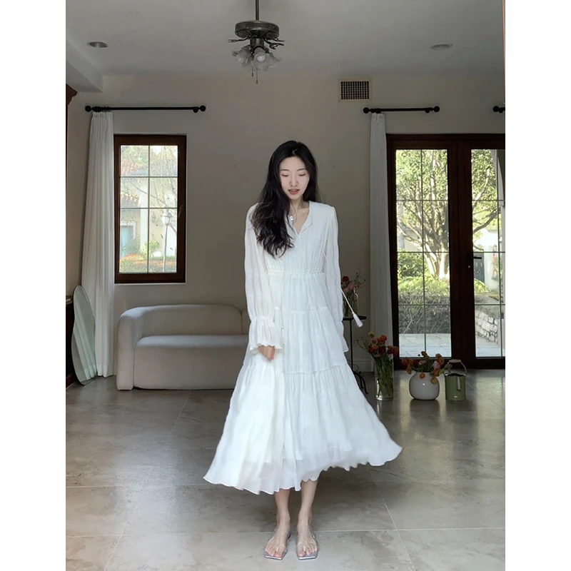 郭九九呢  长款宽松收腰显瘦度假出游波西米亚连衣裙 G9Z344958