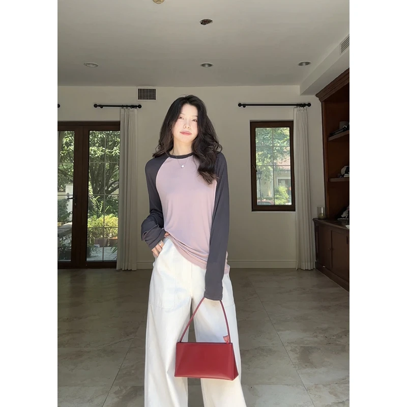 【断码特价 现货不补】 休闲插肩袖长袖t恤百搭阔腿裤 G924Z12587