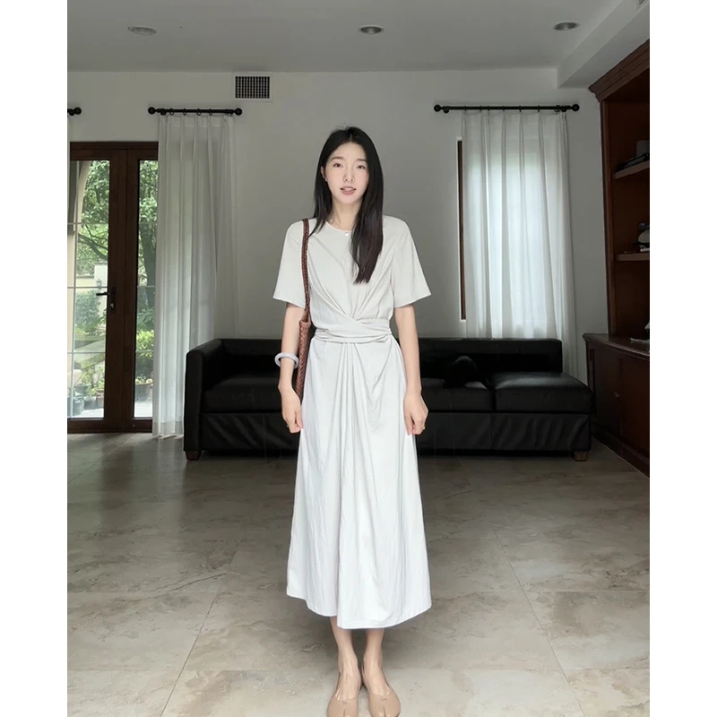 【断码特价 现货不补】棉小众设计设计收腰显瘦连衣裙 G924Q07834