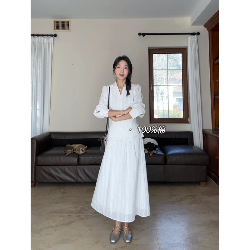 【断码特价 现货不补】 纯棉重工刺绣V领衬衫伞裙半裙 G924Z01763