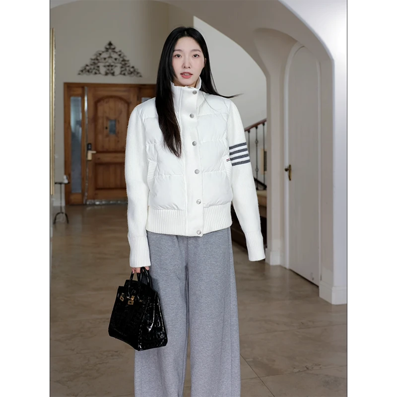 郭九九呢 TB风贵气学院风宽松拼接棉服外套加绒弯刀裤 G924H18136