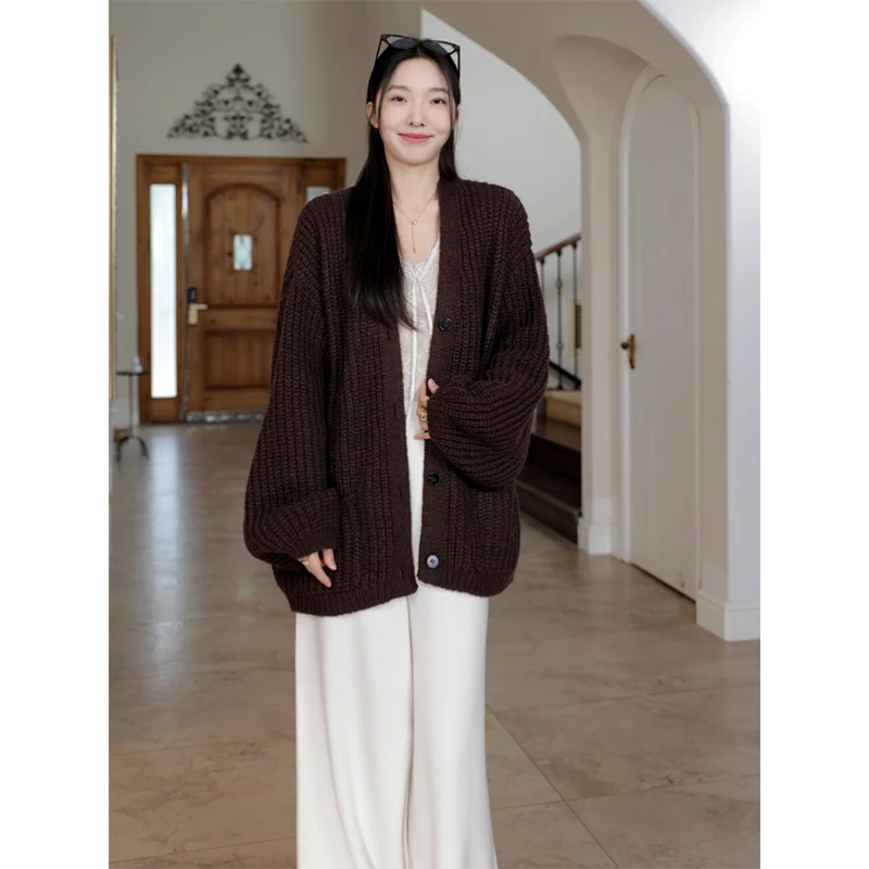 郭九九呢 羊.毛慵懒风宽松显瘦百搭毛衣开衫阔腿直筒裤G924Z16506