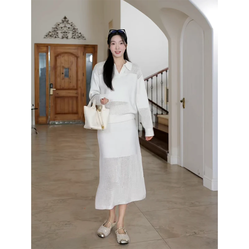 【断码特价 现货不补】羊毛polo领毛衣高腰半身裙 G924Z15459