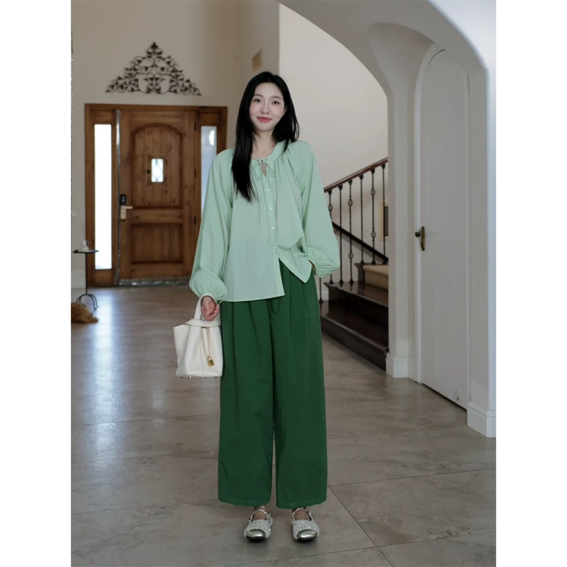 【断码特价 现货不补】 纯棉显瘦长裤气球裤长袖衬衫 G924A13467