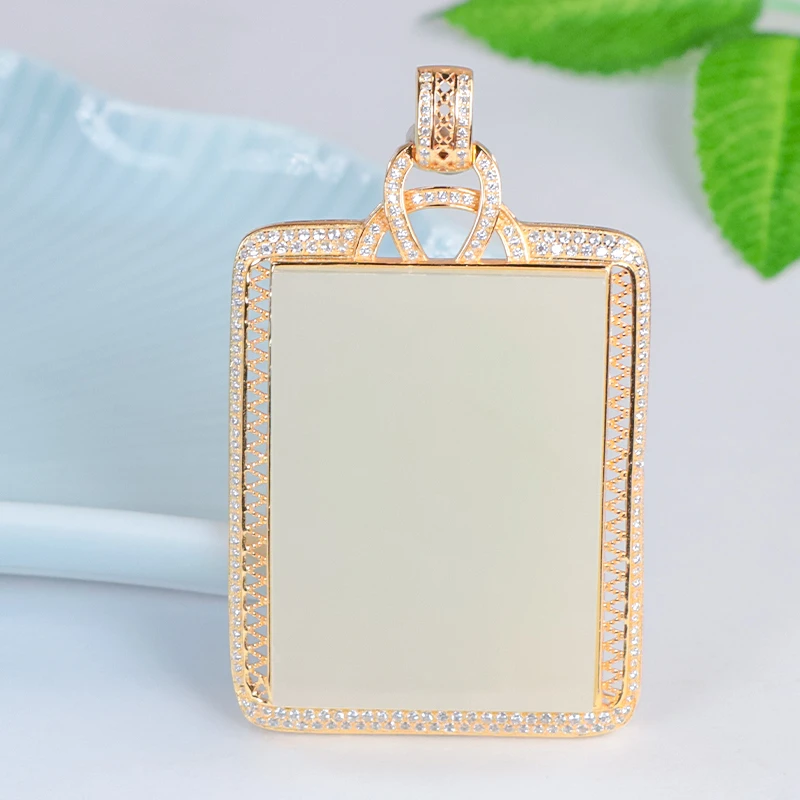 和田玉净底-大料轻奢时尚豪镶无事牌吊坠