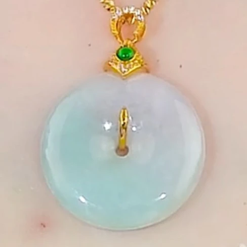 冰种厚庄多样颜色翡翠a货平安扣吊坠