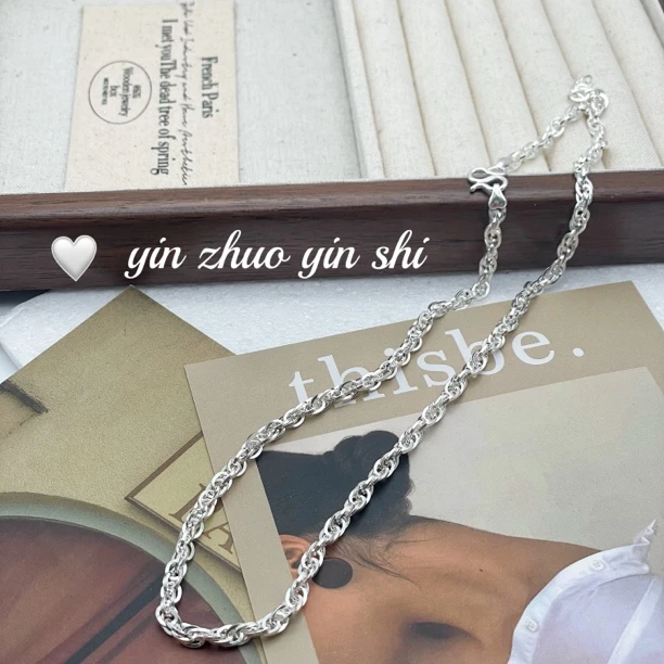 链子足银 男款水波纹【足银990】精美时尚百搭