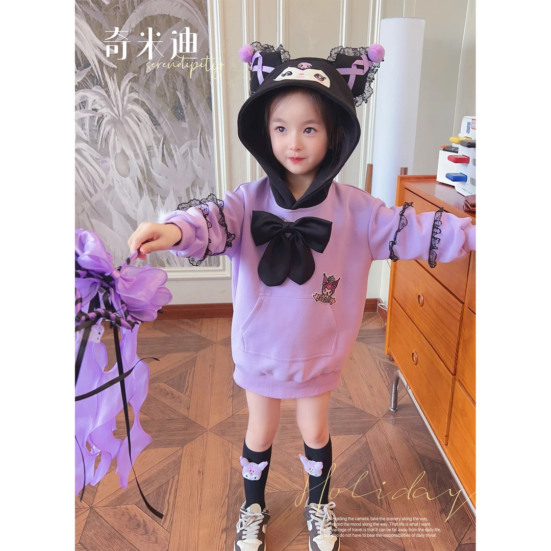 【现货】奇米迪女童卫衣裙加厚2023秋装新款洋气中长款上衣女34483