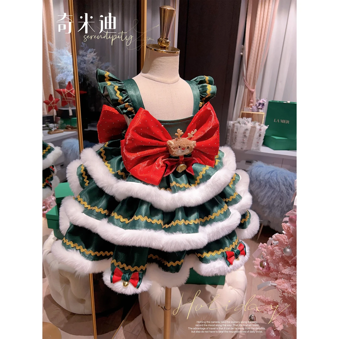 【现货】奇米迪 冬季女童洋气圣诞年服节日公主裙44256