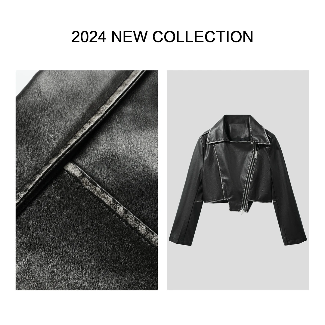 【婷婷专属】W5F16005 秋季女装简约百搭皮衣外套