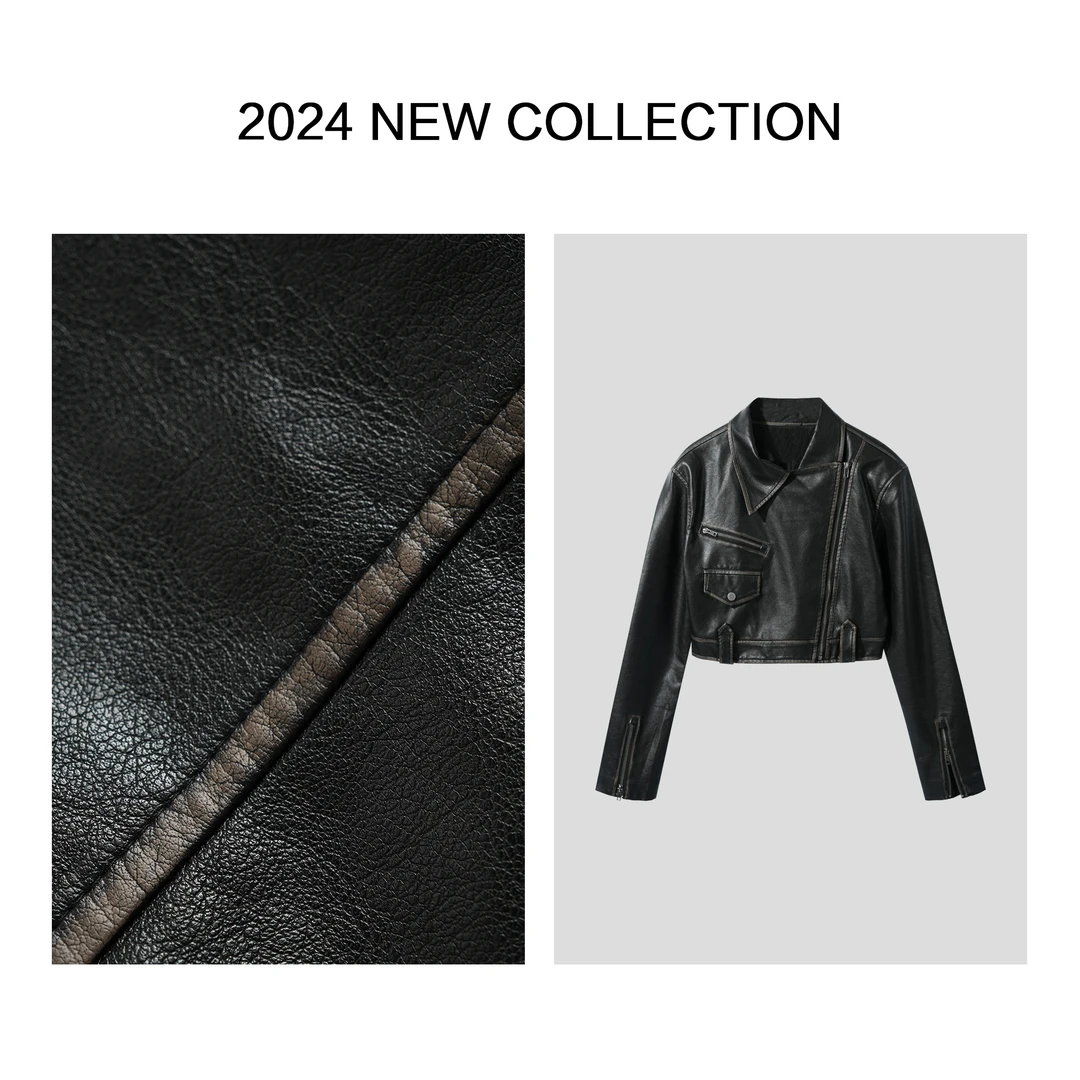 【婷婷专属】W1F17005B 经典秋季女装皮质轻便夹克春秋