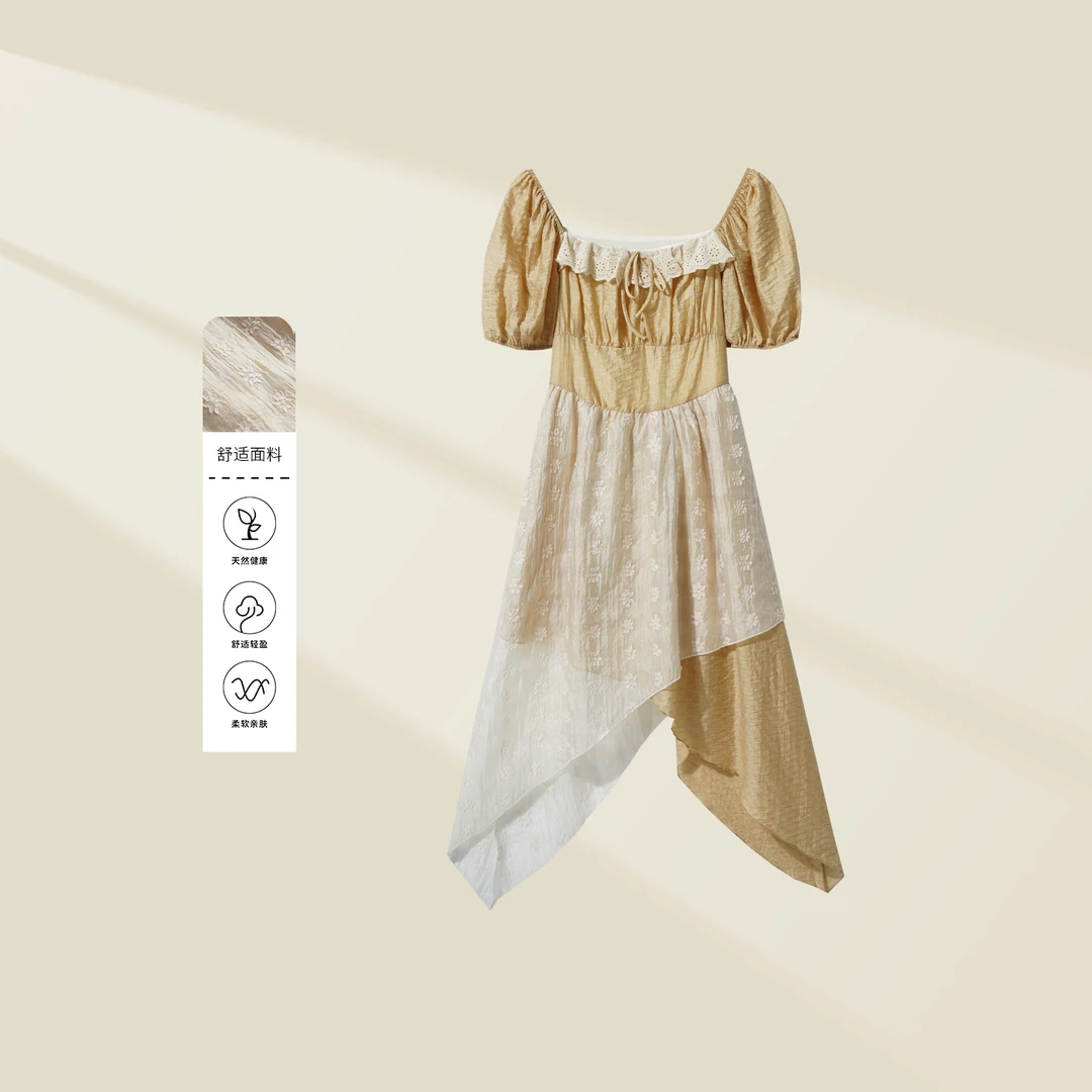 【婷婷专属】L5330657S 夏日风情：轻盈飘逸方领碎花连衣裙